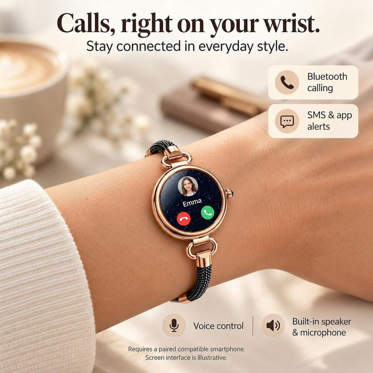 GBOOWIN Smart Watches for Women, 1.19" AMOLED, IP68, iOS/Android