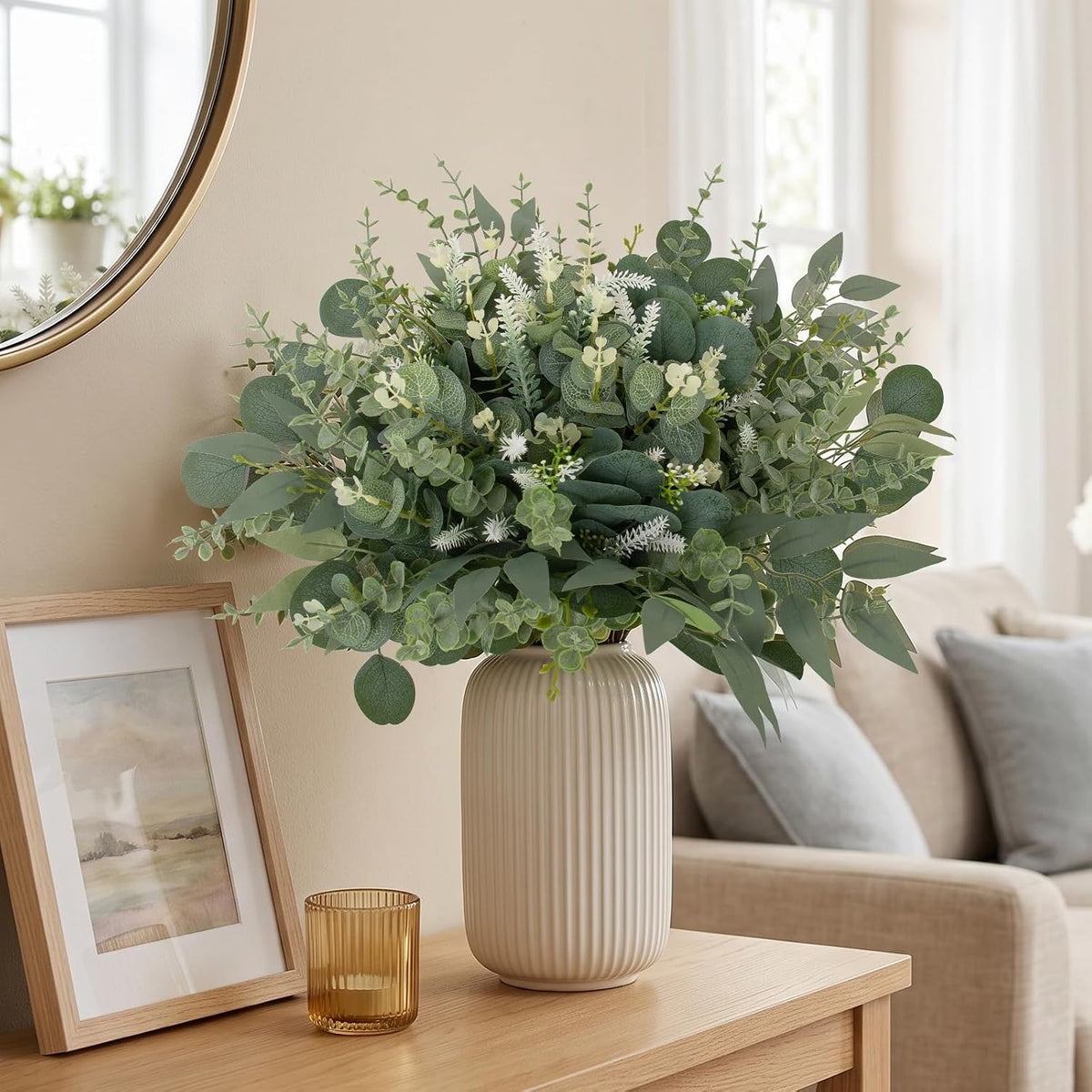 135 Pcs Artificial Eucalyptus Stems, Mixed Greenery Stems for Decor