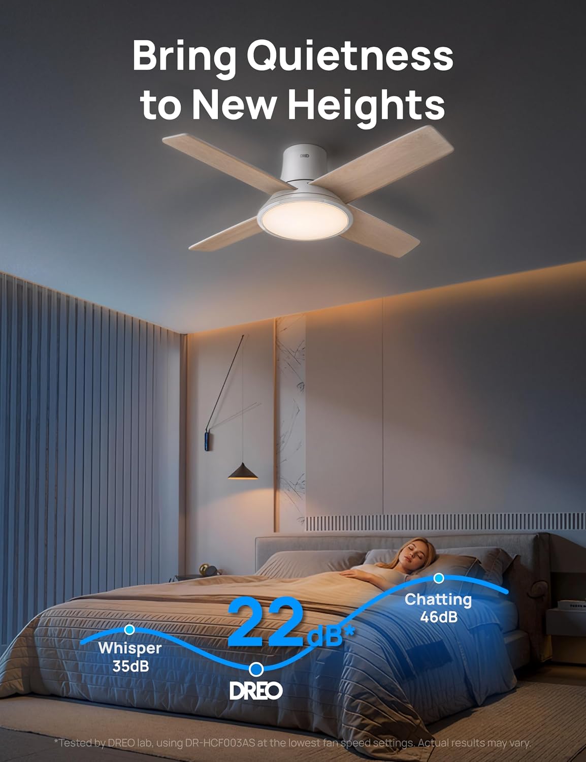 DREO Ceiling Fans with Lights, 44'', RGBIC Flush Mount Smart Ceiling Fan