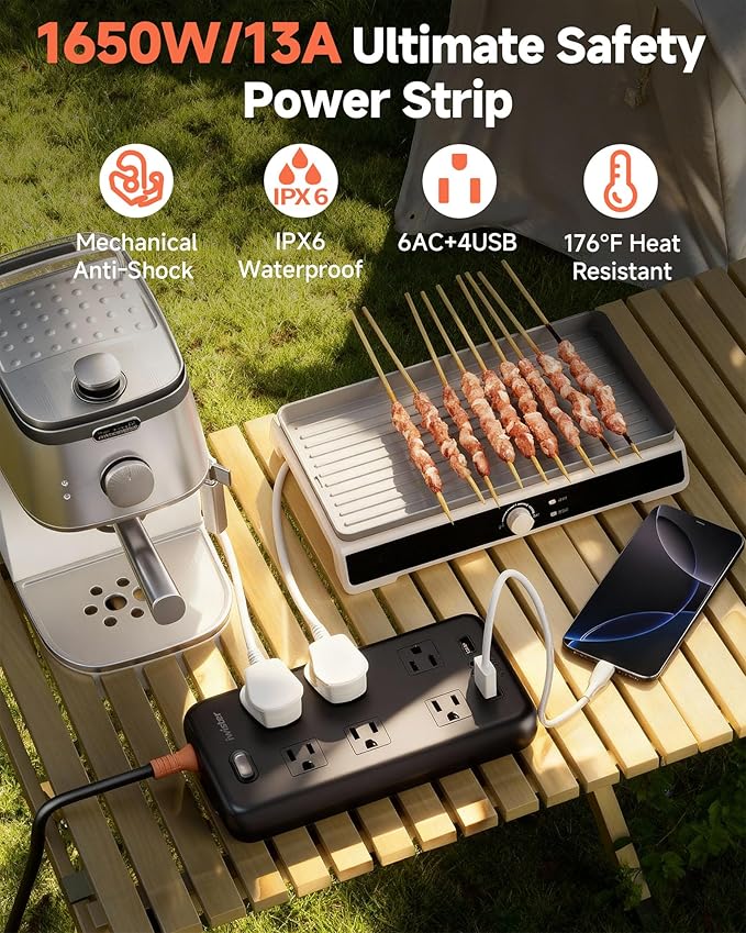 Iwister Outdoor Power Strip Weatherproof IPX6, Iwister 15 Ft Extension Cord