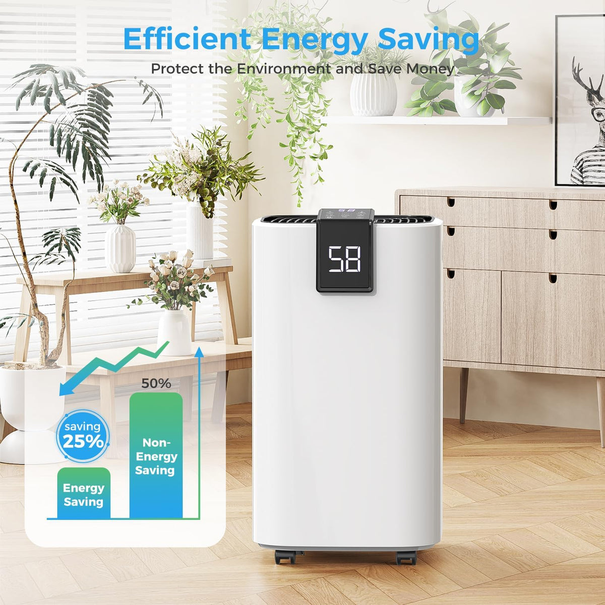 45 Pint Dehumidifier for Basement with Drain Hose Up to 4000 Sq.Ft