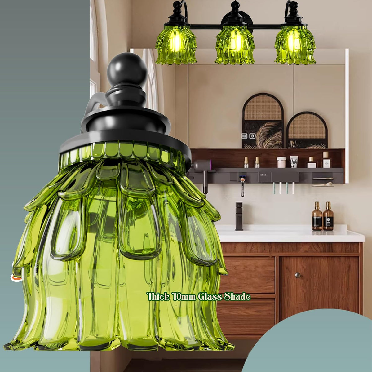 3-Light Bathroom Vanity Light Fixture Wall Mounted Mirror Front Lamp