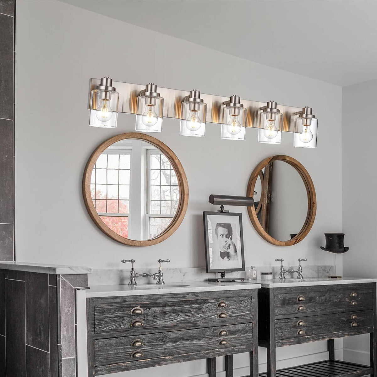 Brushed Nickel Vanity Light for Bathroom Light Fixture 6 Light