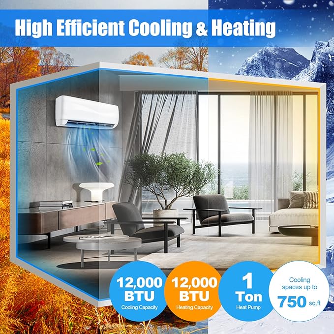 RELAX4LIFE Mini Split Ac/Heating System, 12000 BTU Ductless Mini Split Air