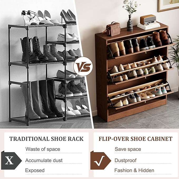 KungFuWood 31.4 W Soild Wood Shoe Storage Cabinet