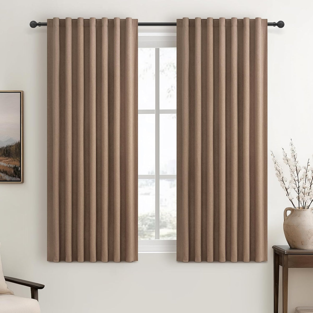 Rust Brown Short Small Window Room Darkening Curtains 54 Inches Long for Bedr...
