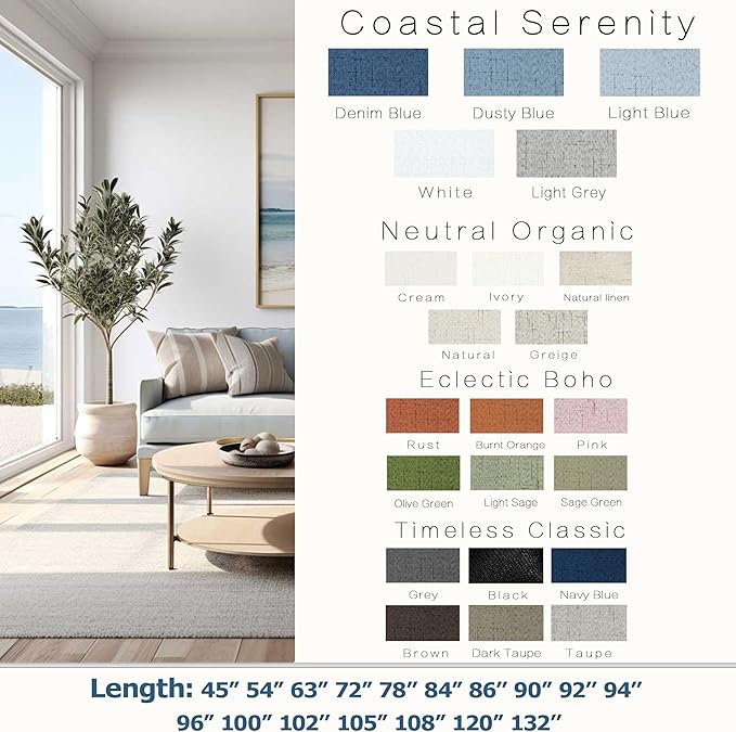 KOUFALL Linen Grey Curtains Blackout