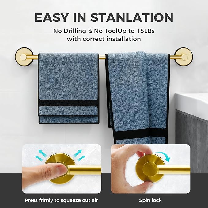 Adjustable Suction Cup Towel Bar (2 Pack)