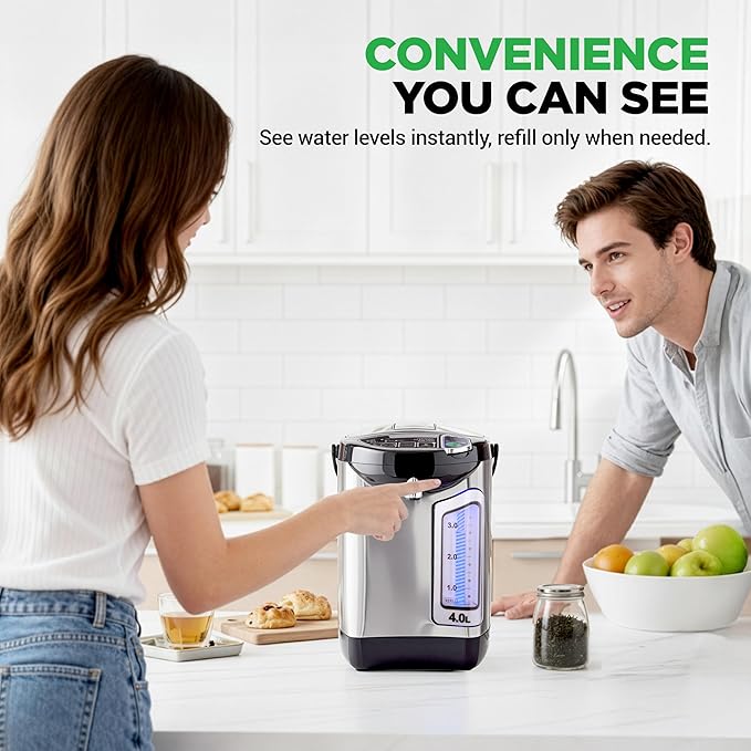 NutriChef Electric Water Boiler and Warmer - 4L/4.2Qt Stainless Steel Electric