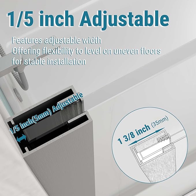 Sunrosa 24"×60" Bathtub Glass Panel, 8mm Thick Shower Screen, Brush...
