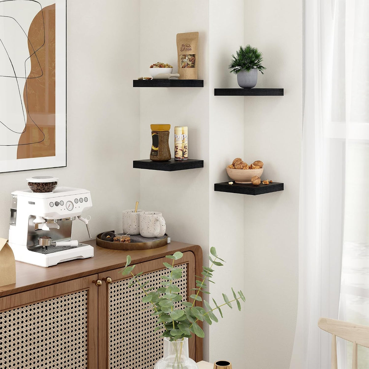 Fun Memories Floating Shelves for Wall - 7.5 Inch Square Shelves with Invisib...