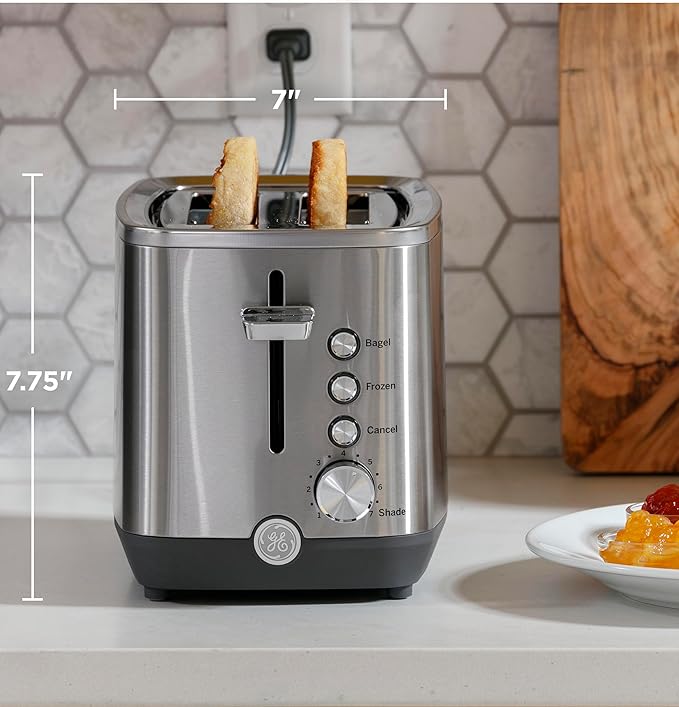 GE 2 Slice Stainless Steel Toaster, Extra Wide Slots