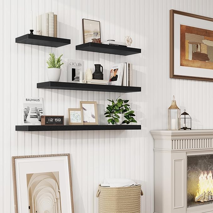 30in Floating Shelves for Wall, 2 Pack Long Wall Mounted Engineered Wood Shelves