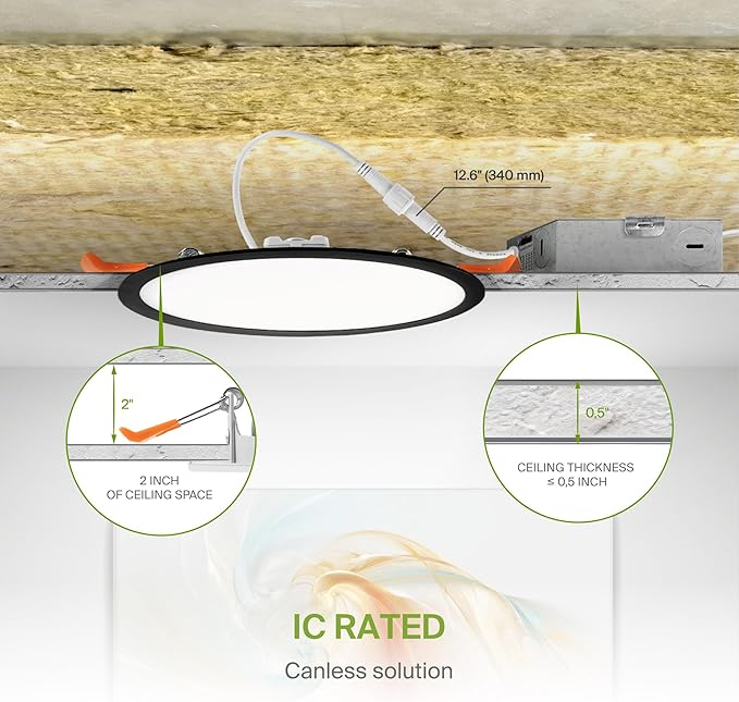 ASD 4 Pack 11/12 Inch LED Recessed Lighting 24W, 5 CCT 2700K-5000K CRI90+