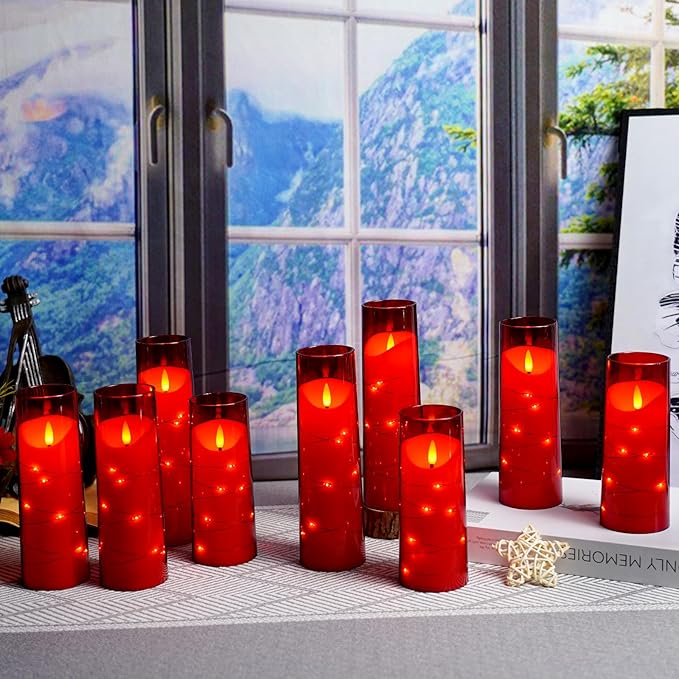 Flameless Candles with Embedded Star String, Battery Operated LED Pillar (Set...