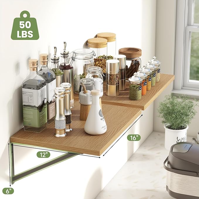 Heimlove 12 Inch Deep Floating Shelves (Set of 4)