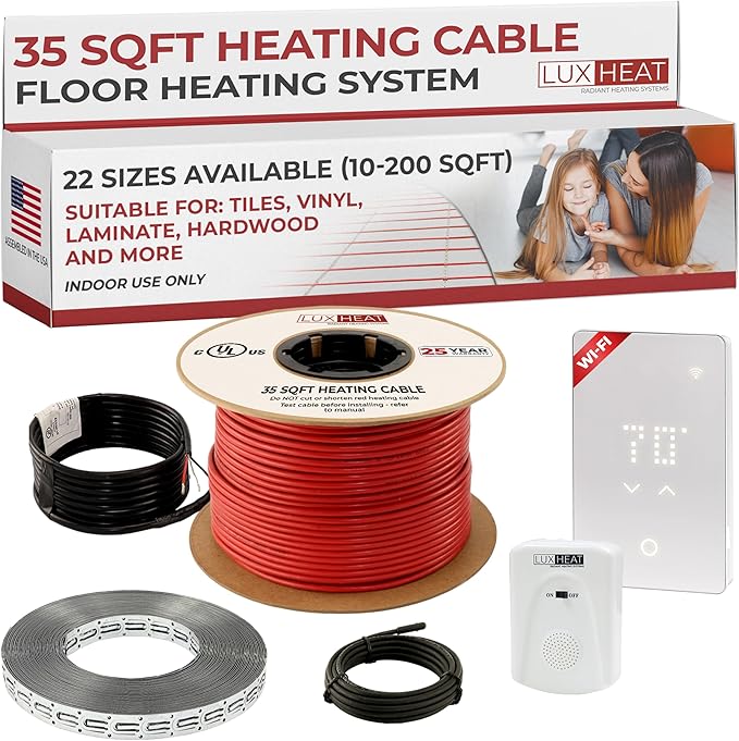 LuxHeat 35sqft Floor Heating Cable Kit - 120v Electric Radiant Floor Heating