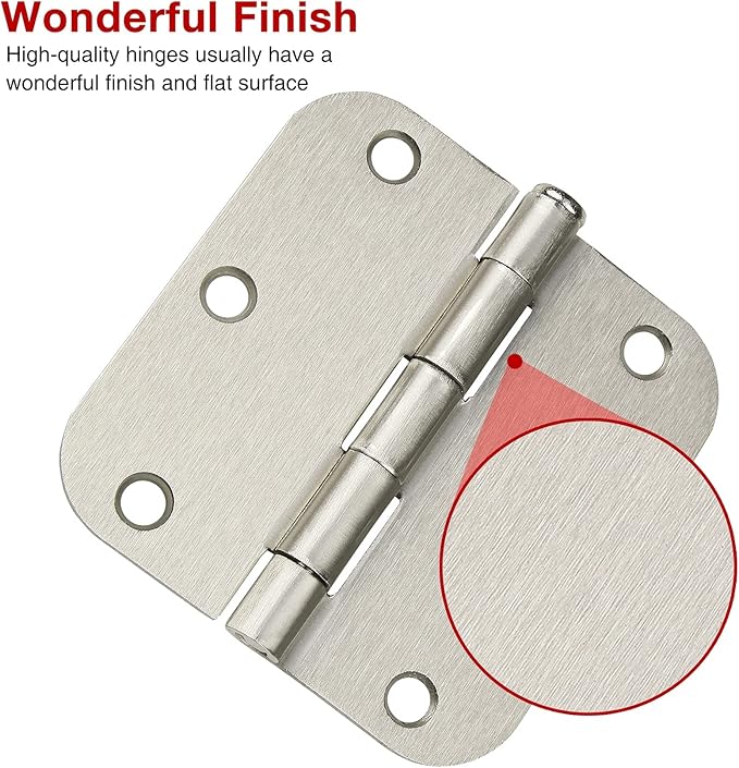 42 Pack Rounded Door Hinges Brushed Nickel 3.5 inch x 3-1/2", 5/8" ...