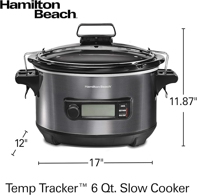 Hamilton Beach Portable 6 Quart Set & Forget Digital Programmable Slow Co...