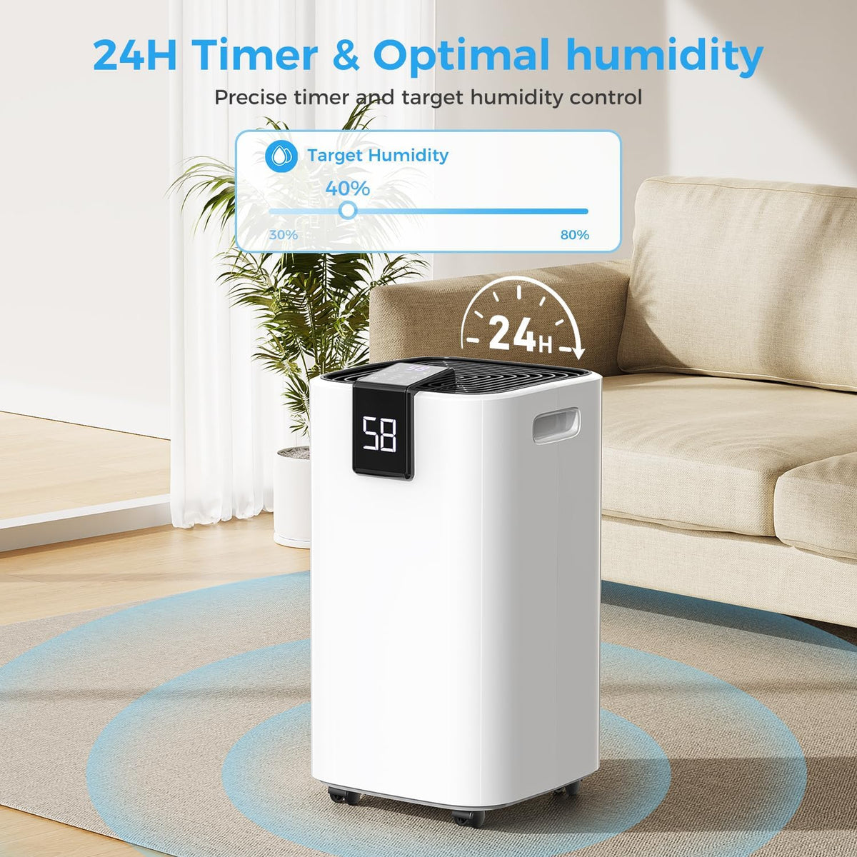 45 Pint Dehumidifier for Basement with Drain Hose Up to 4000 Sq.Ft