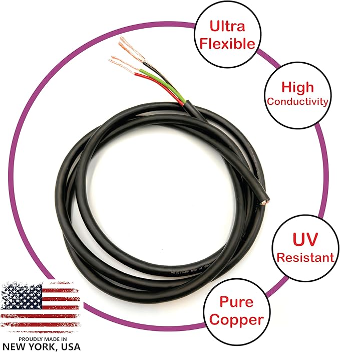 NATIONAL Wire & Cable – 10 AWG 4-Conductor Premium Copper Wire, 50 ft, St...