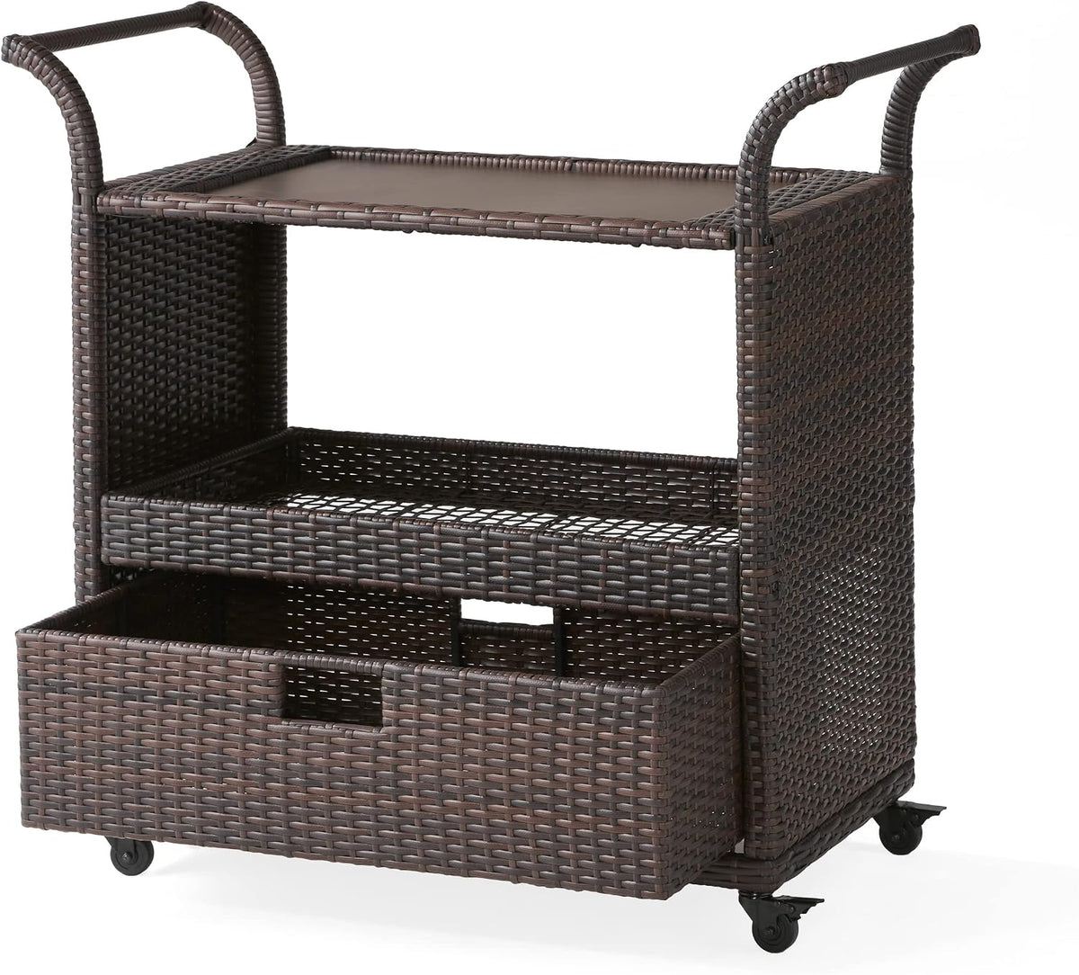 Christopher Knight Home Corona Outdoor Wicker Bar Table Cart, Multibrown