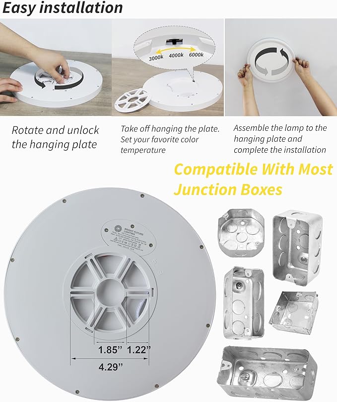 6pack 12 Inch Flush Mount Ceiling Light, 24w Led Ceiling Light,