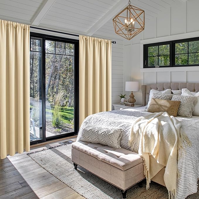JIUZHEN Blackout Curtains for Bedroom– Thermal Insulated, Noise Reducing Room