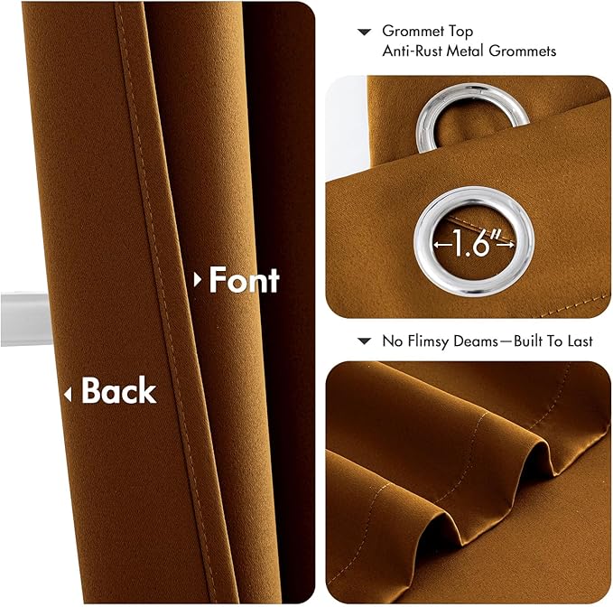 MIULEE Gold Brown Blackout Curtains