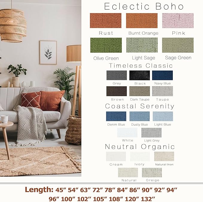 KOUFALL 92 Inch Blackout Curtains, Boho Olive Green Pleated Curtains