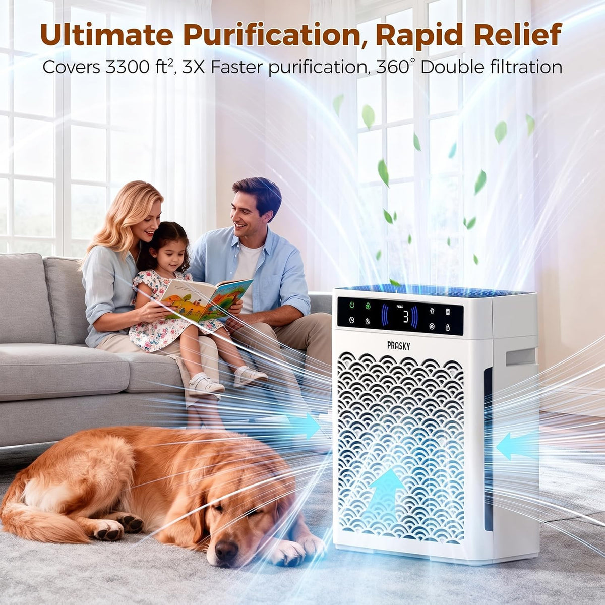 Air Purifiers for Home 3300sq.ft, Activated Carbon, PM2.5 Level Detection