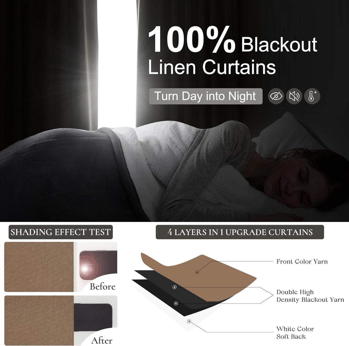 Rust Brown Short Small Window Room Darkening Curtains 54 Inches Long for Bedr...