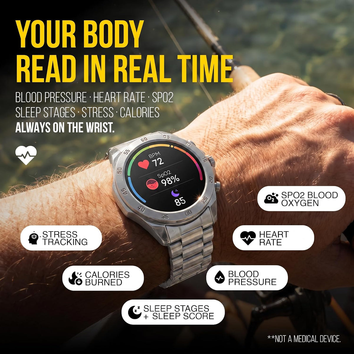 ALPHAGEAR Commander Rugged Smartwatch for Men, Heavy-Duty Tactical Watch