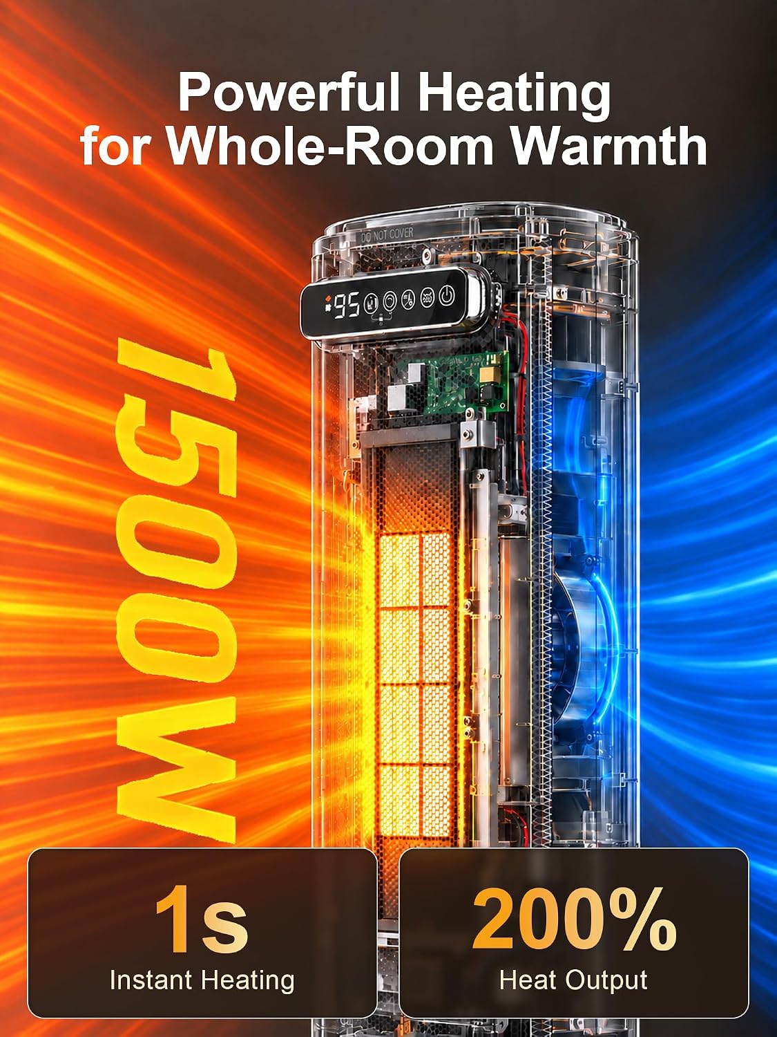 Uthfy 33'' Space Heaters for Indoor Use, 1500W Electric Heaters, 3D F...