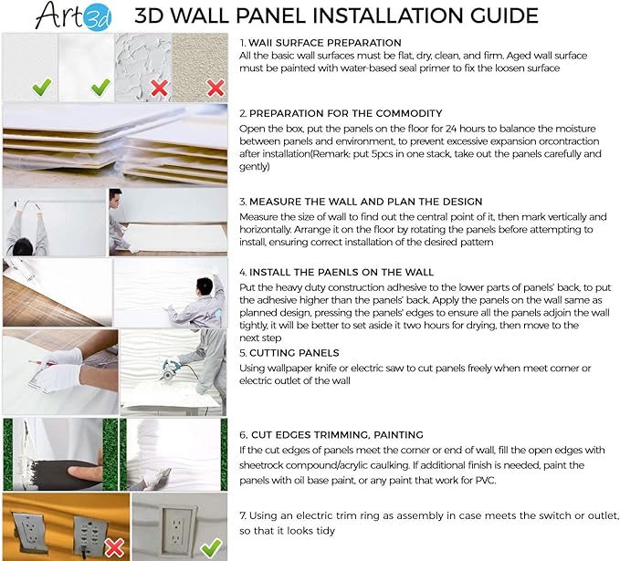 Art3d 12 Pack 3D Diamond Design Wall panels 19.7"x19.7" PVC Panel