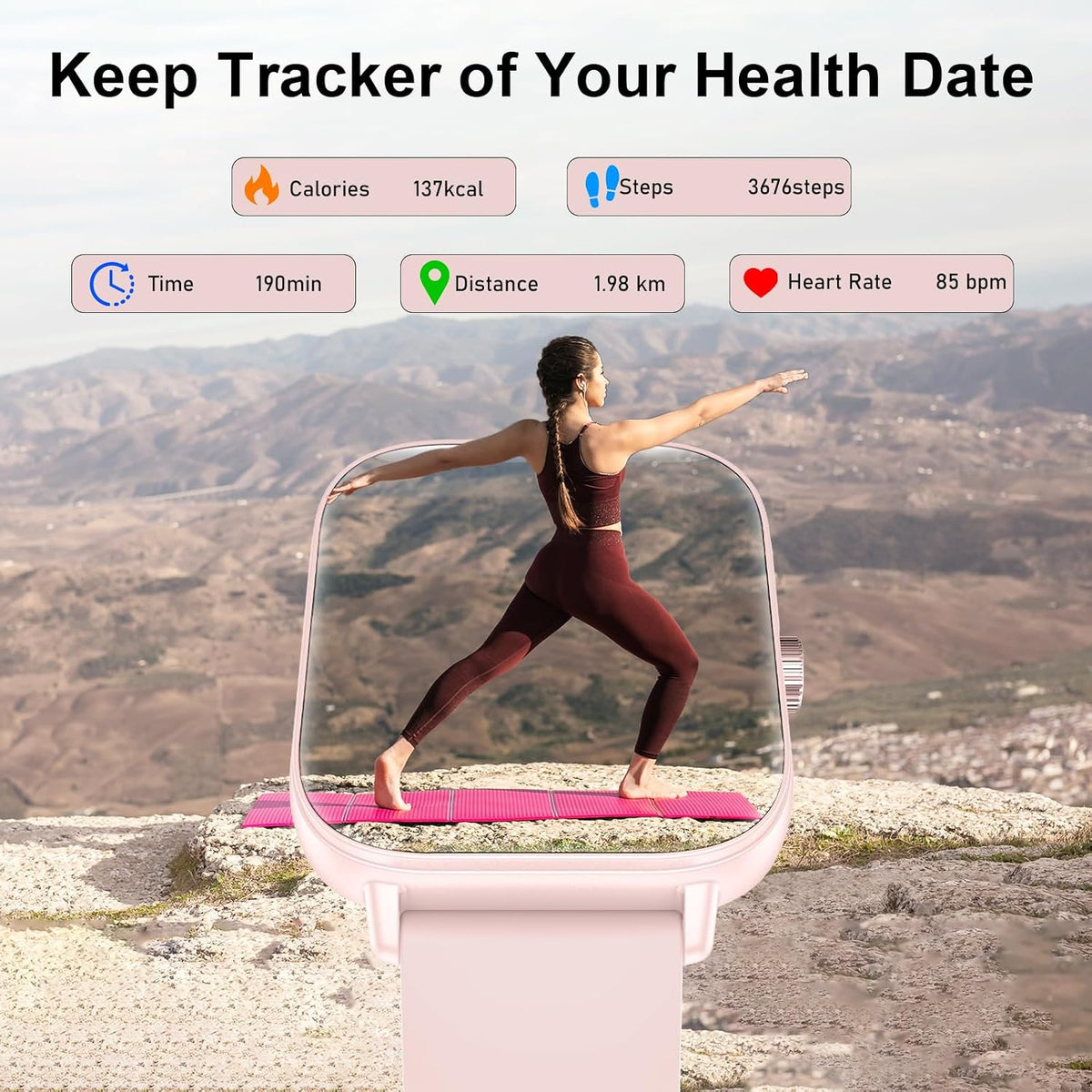 Smart Watch for Women 3 Bands 1.83" HD Fitness Tracker Sleep Monitor Pink