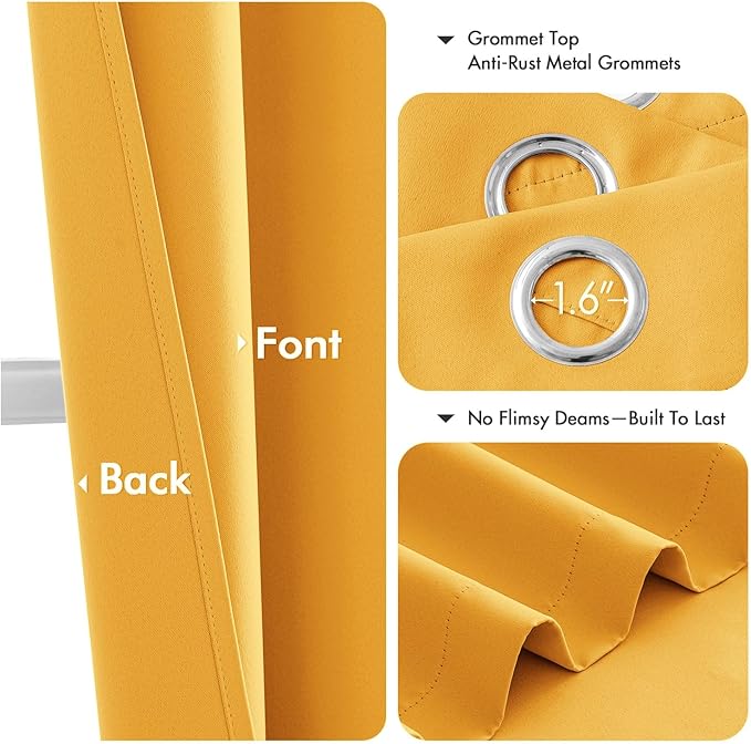 MIULEE Yellow Blackout Curtains