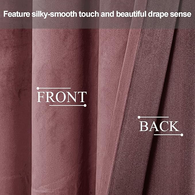 JIUZHEN Velvet Curtains 90 inches Long (Set of 2)