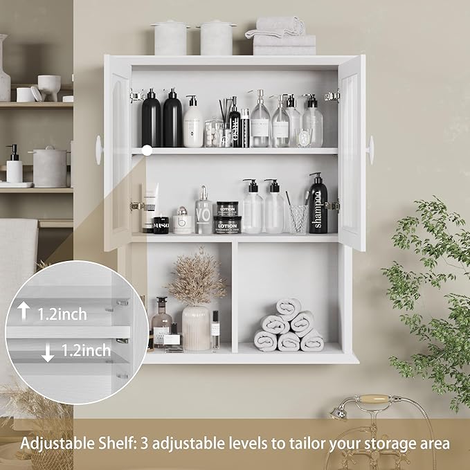 CJL Bathroom Wall Cabinet with Fluted Door, 23.6'' x 29.5'' M...