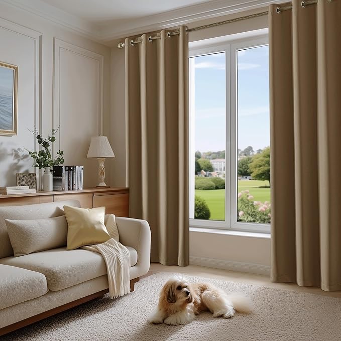 Beauoop 100% Blackout Curtains 96 Inch Long 2 Panels