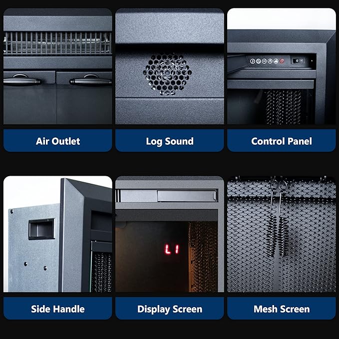 36 Inches Electric Fireplace Insert, 750W/1500W Fireplace Heater