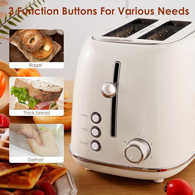 Roter Mond 2 Slice Toaster Retro Stainless Steel