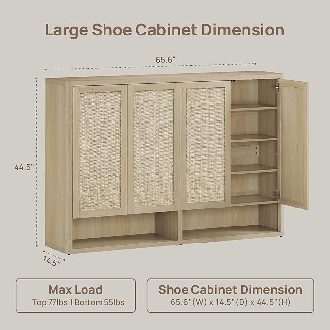 SICOTAS Rattan Shoe Storage Cabinet