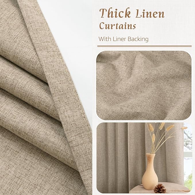 LAMIT Linen Full Blackout Window Curtains
