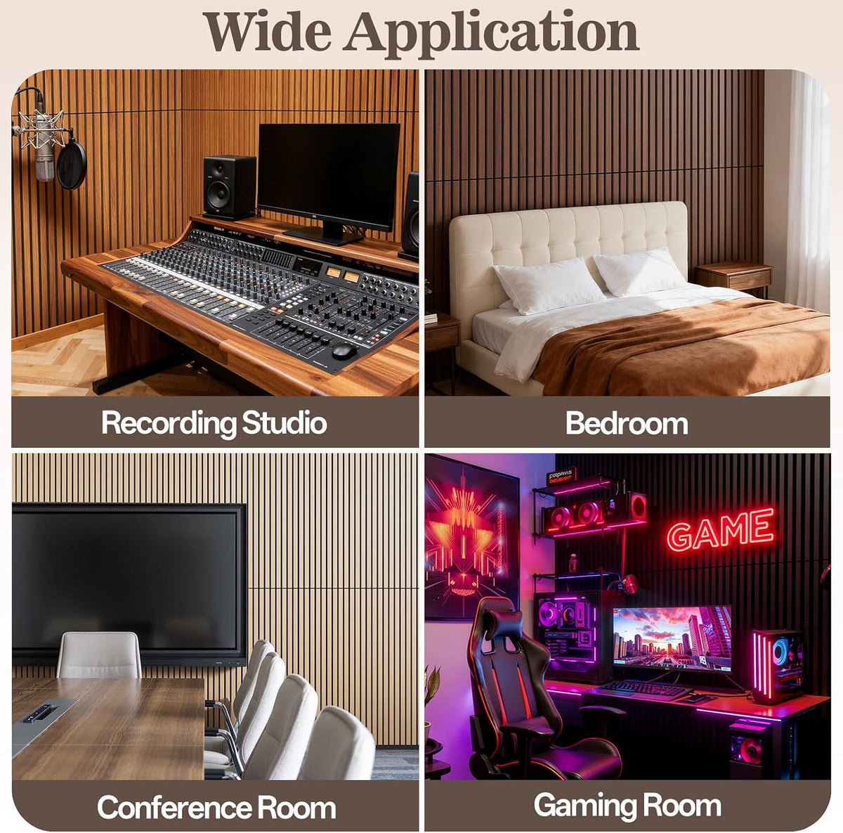 2 Pack Acoustic Wood Panels for Wall 47.24" x 23.81" Soundproof