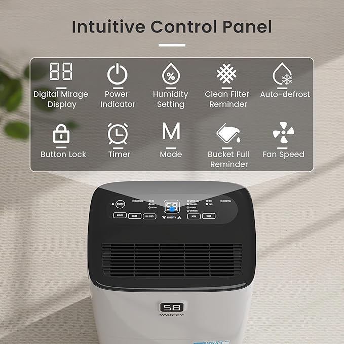 Yaufey 6000 Sq. Ft. Energy Star Certified Dehumidifier, Max 120 Pints