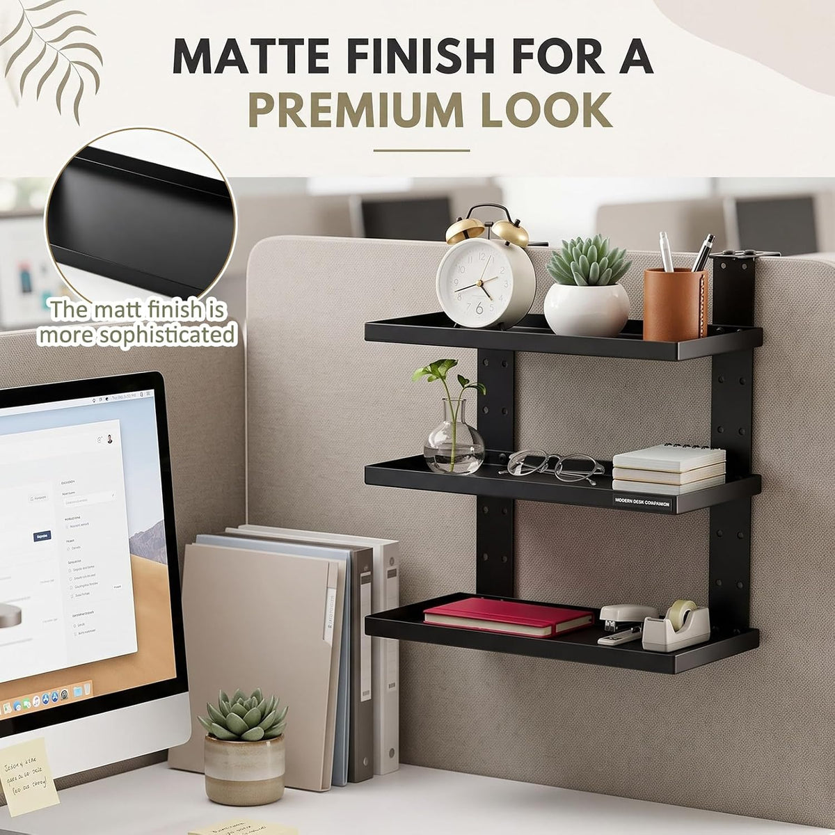 1 Pcs 3 Tier Square Large Cubicle Rectangle Shelf with Hooks