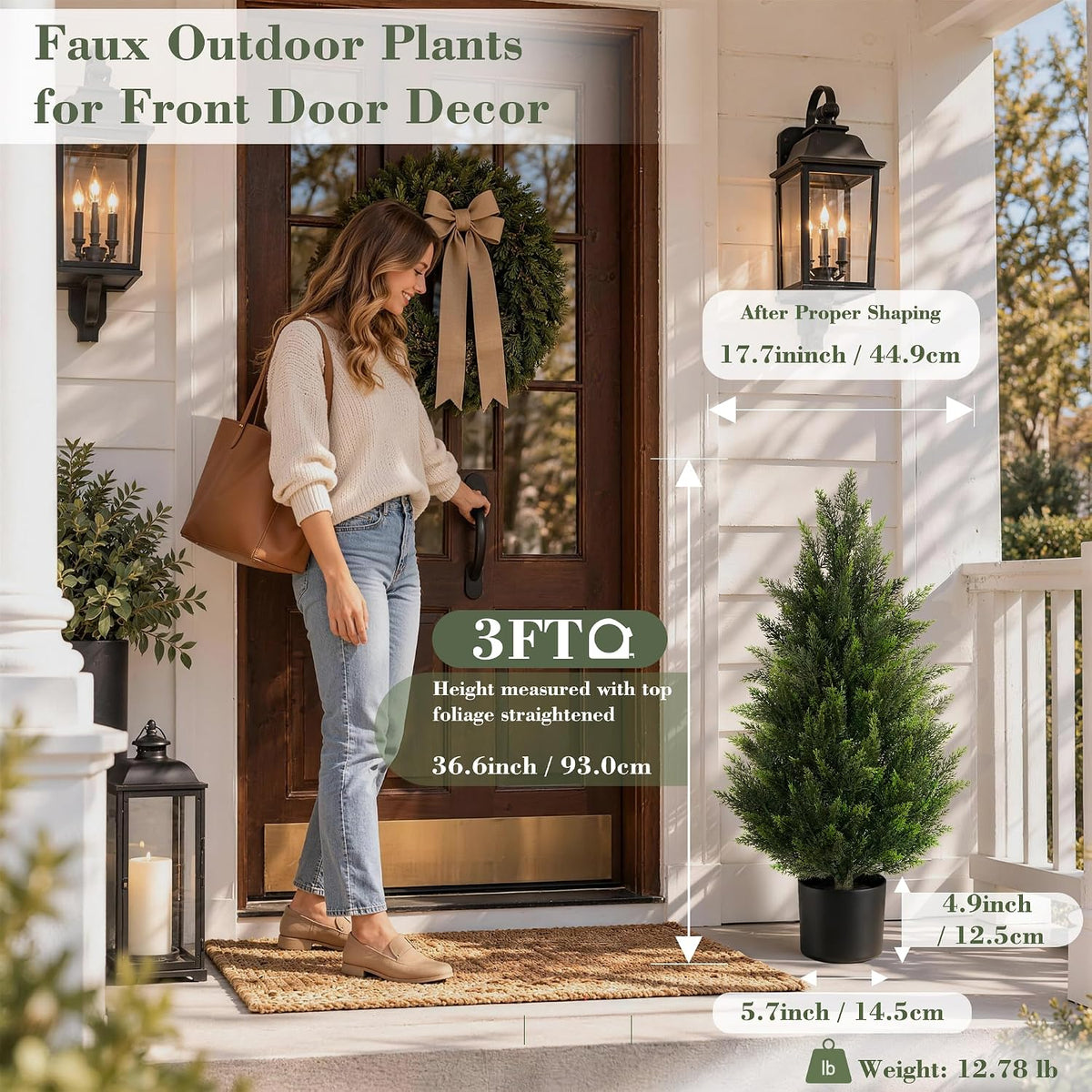 Artificial Topiary Cedar Trees 3FT Tall 2 Sets for Outdoor/Indoor