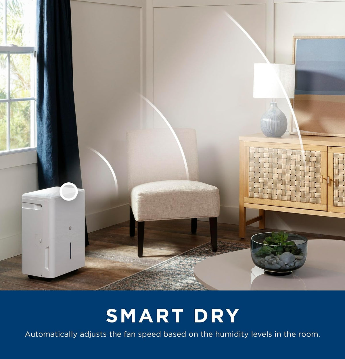 GE Small Dehumidifier 25 Pint Basement Bedroom Bathroom Drain 1500 Sq Ft