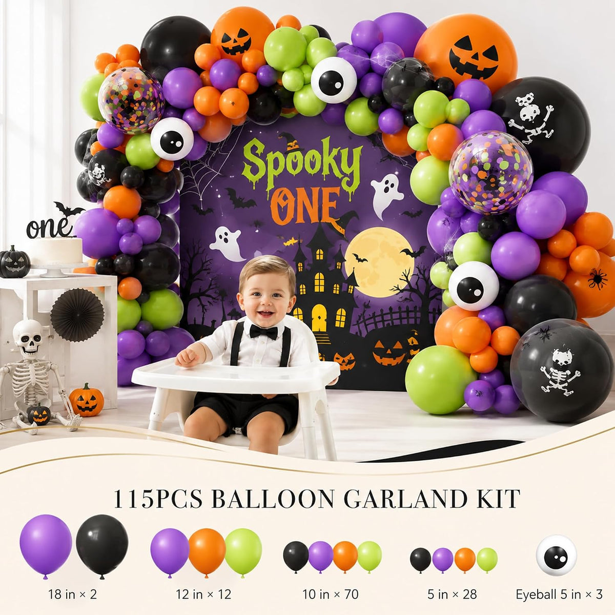 Halloween 1st Birthday Party Decorations,Spooky One Birthday Supplies Decor